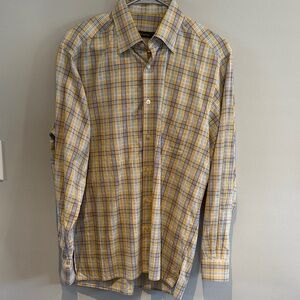 Ermenegildo Zegna Yellow and Blue Checkered Shirt